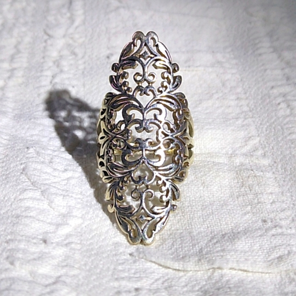 Sterling Filigree Long Scroll Ring(8.5)
